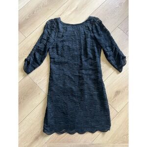 Frock by Tracy Reese Black Lace Sheath Dress 3/4 Sleeve Scoop Neck Knee Length‎